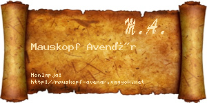 Mauskopf Avenár névjegykártya